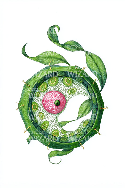 Green Plant Cell Tattoo Illustration