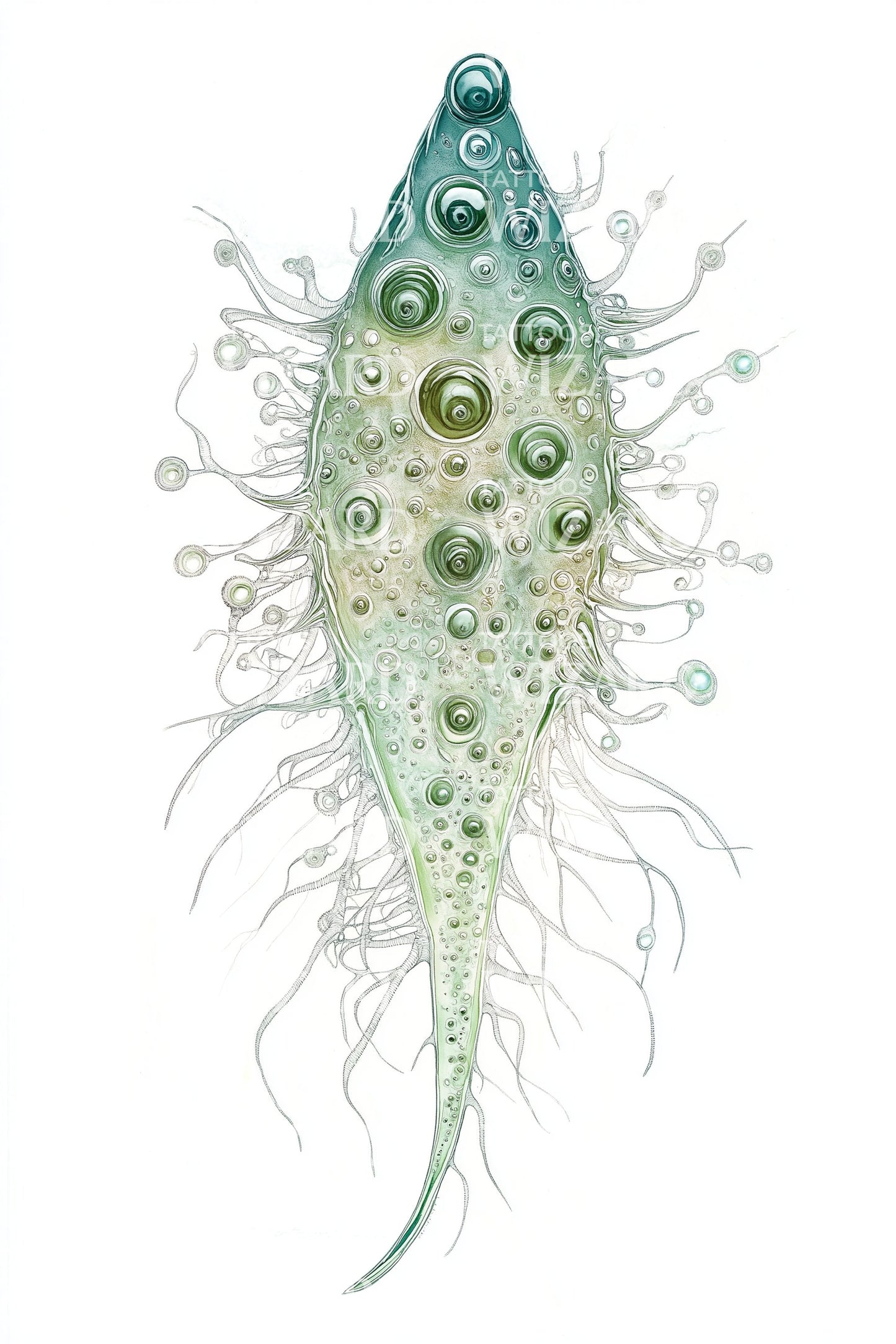 Green Protozoa Eyes Tattoo Design