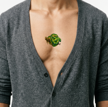 Grüner Baumpython als Aquarell-Tattoo