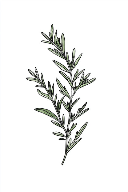 Green Rosemary Branch Tattoo Design