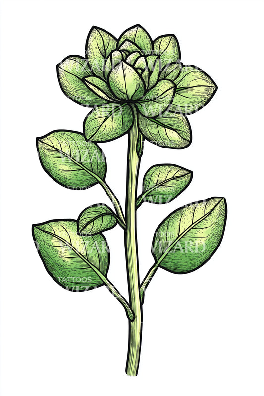 Green Succulent Stem Tattoo Design