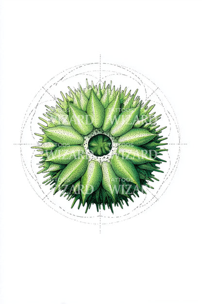 Green Urchin Starburst Tattoo Design