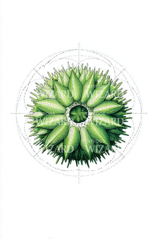 Green Urchin Starburst Tattoo Design