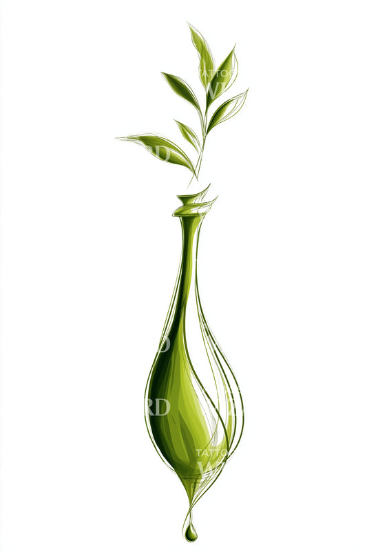 Green Vase Sprout Tattoo Idea