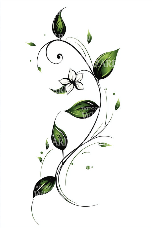 Green Vine Curl Tattoo Design