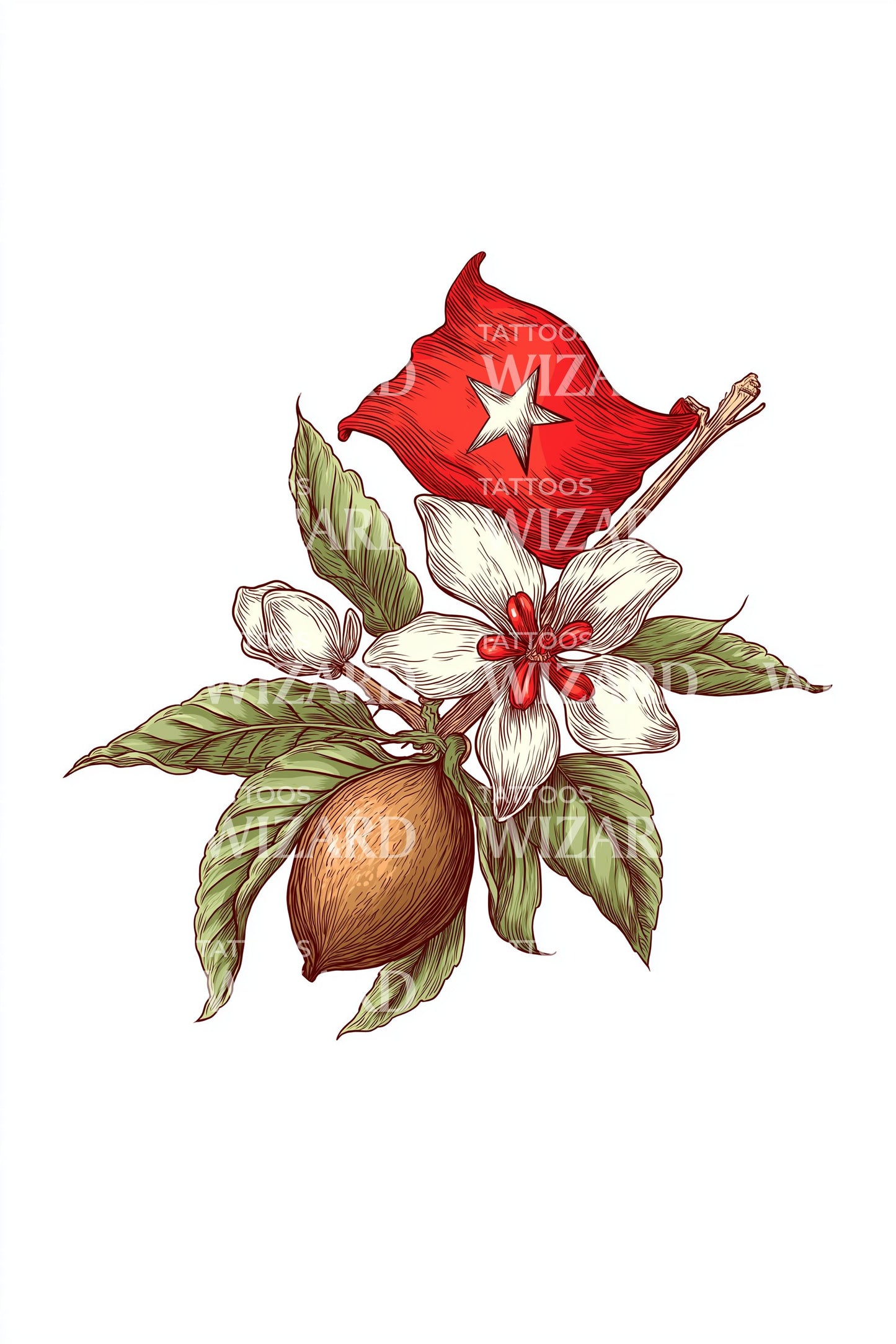 Grenada Muskatblomst Tatoveringsidé