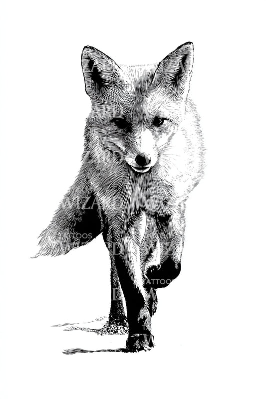 Grey Fox Stalk Tattoo Design