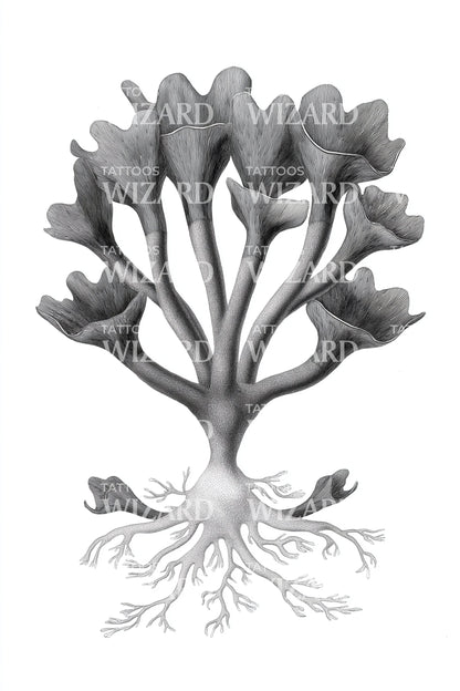Grey Kelp Canopy Tattoo Design