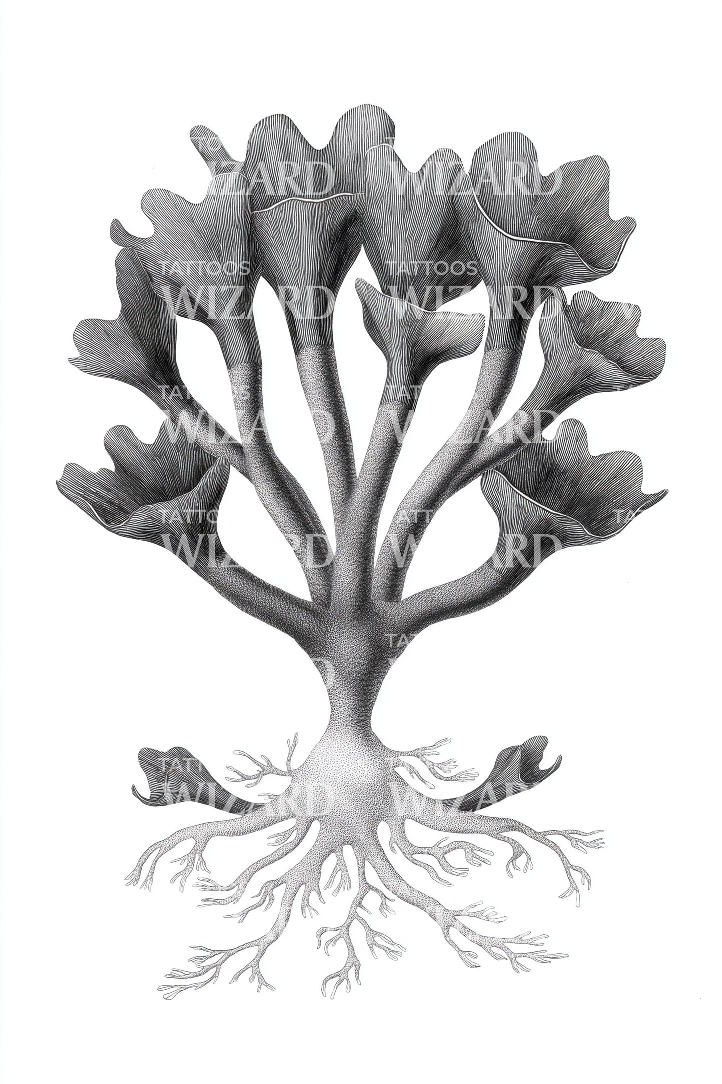 Grey Kelp Canopy Tattoo Design