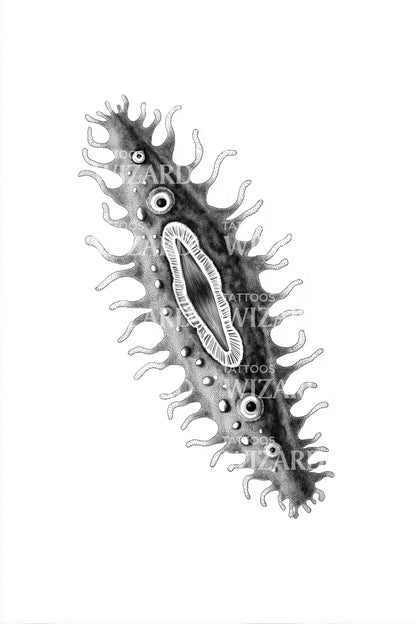 Grey Microbe Needle Tattoo Illustration