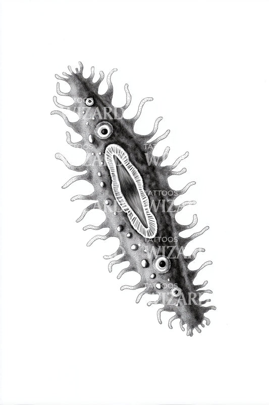 Grey Microbe Needle Tattoo Illustration