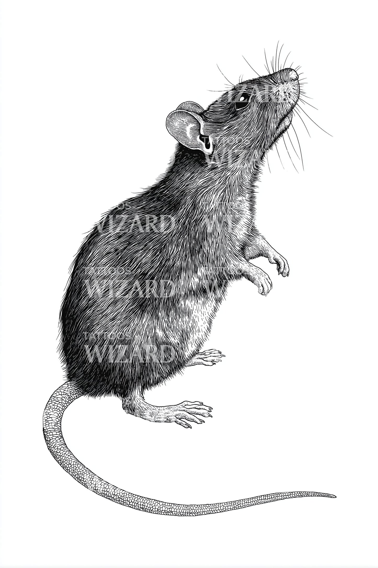 Grey Mouse Sketch Tattoo Design
