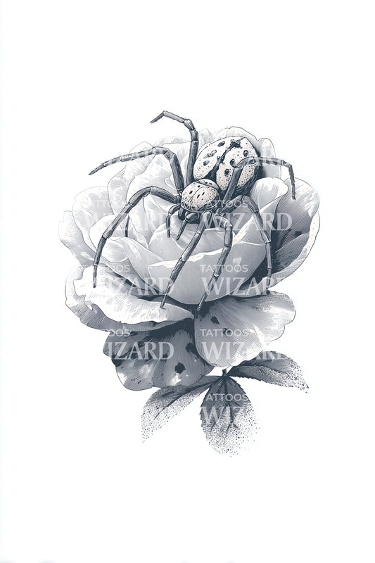 Grey Peony Bloom Tattoo Idea