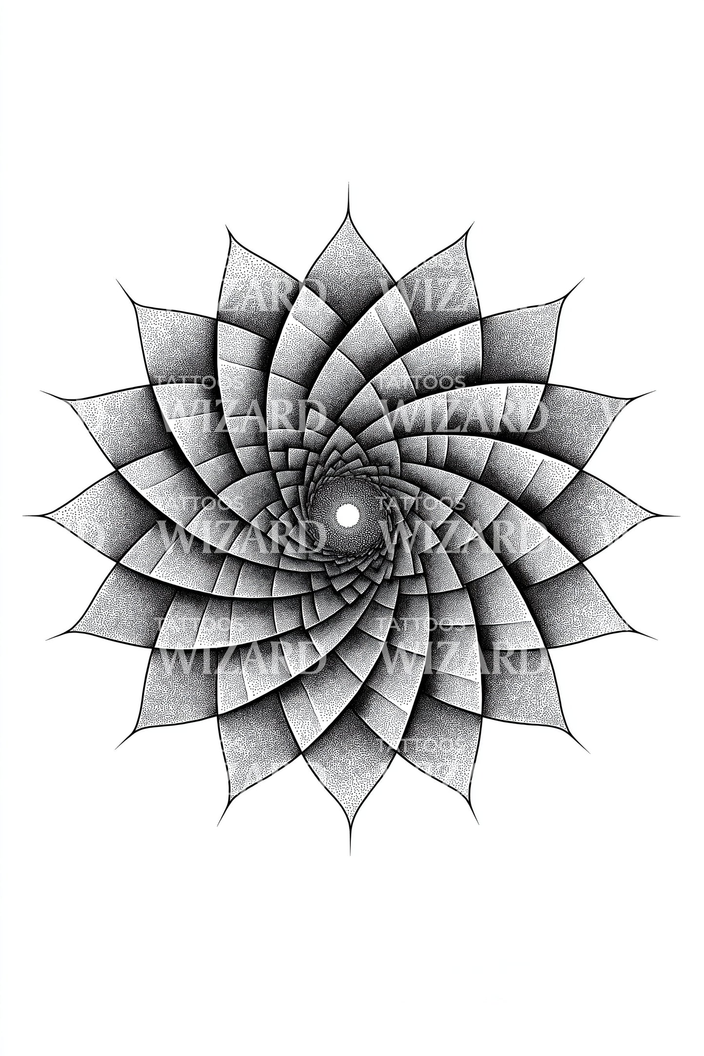 Desain Tato Bunga Spiral Abu-abu