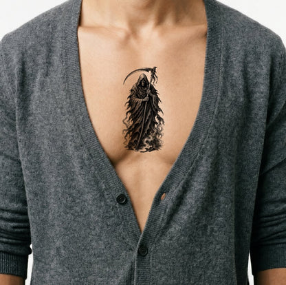 Grim Reaper Black and Grey Tattoo Design