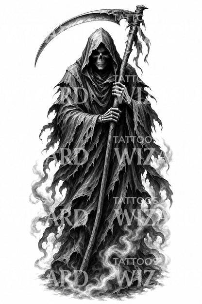 Grim Reaper Black and Grey Tattoo Design