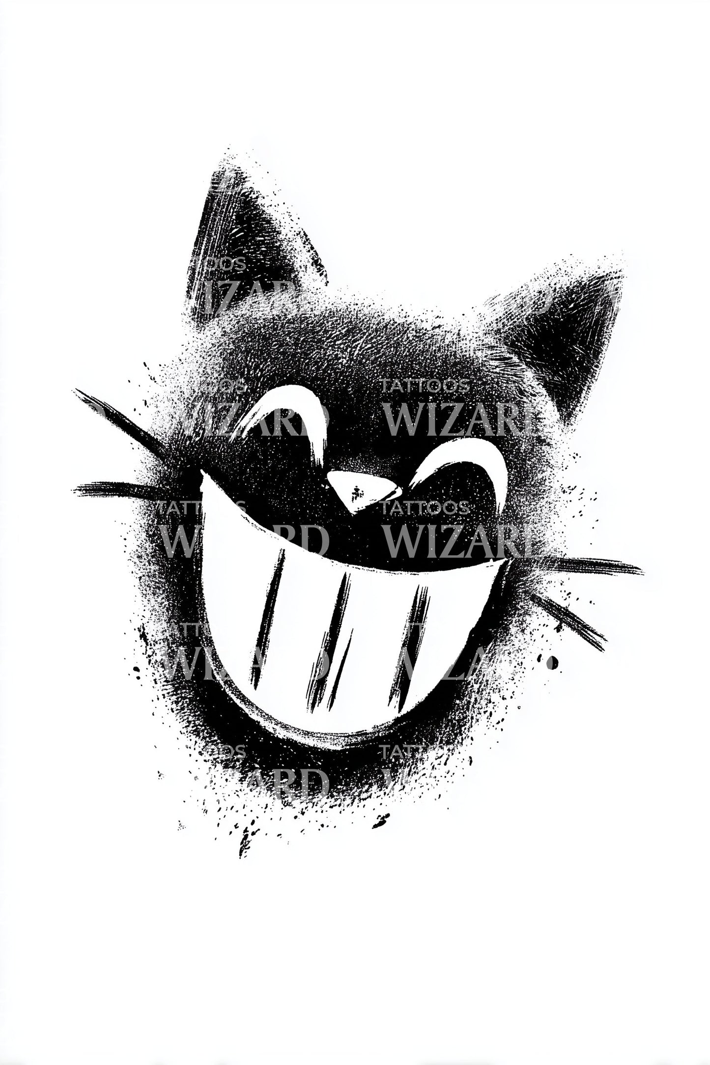 Grinning Cheshire Cat Tattoo Design