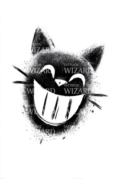 Grinning Cheshire Cat Tattoo Design