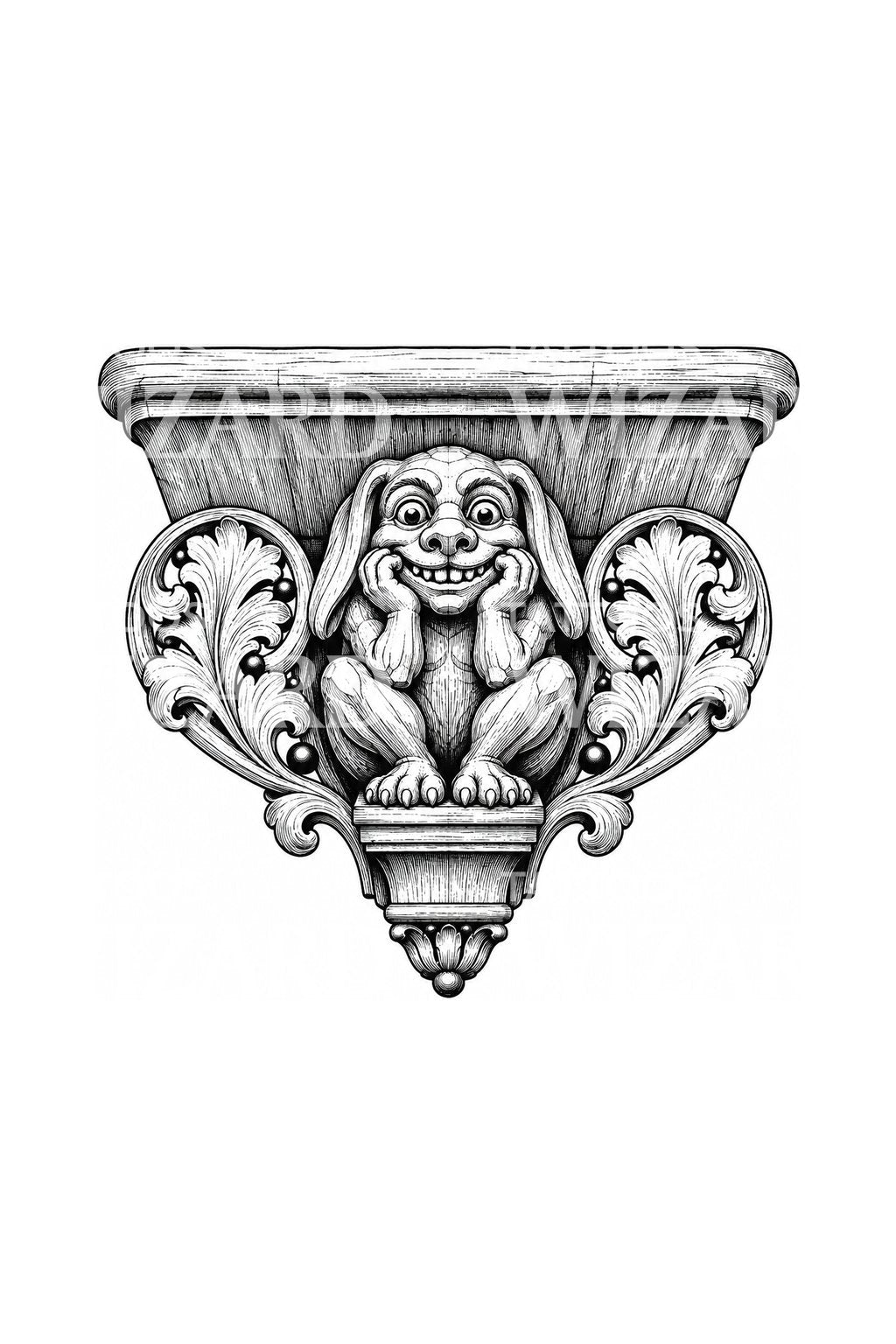 Diseño de tatuaje de grotesco de misericordia sonriente