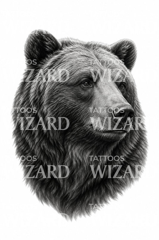 Motif de tatouage ours grizzly