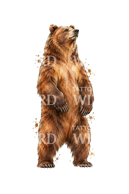 Tatueringsillustration av en resande grizzly som beskyddare