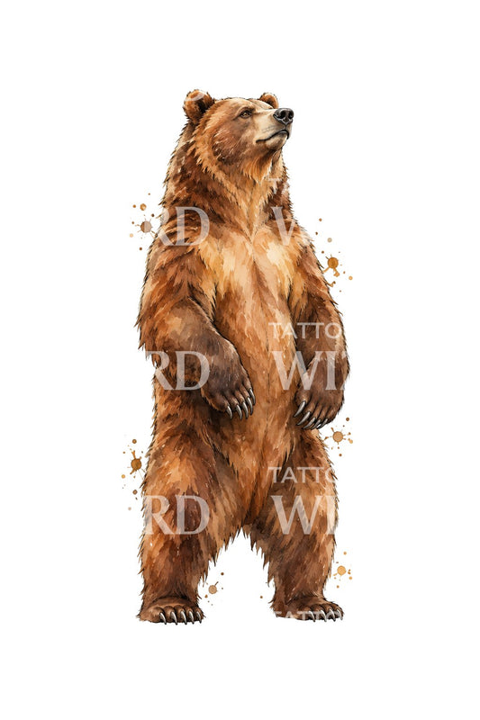 Grizzly Rearing Up Protector Tattoo Illustration