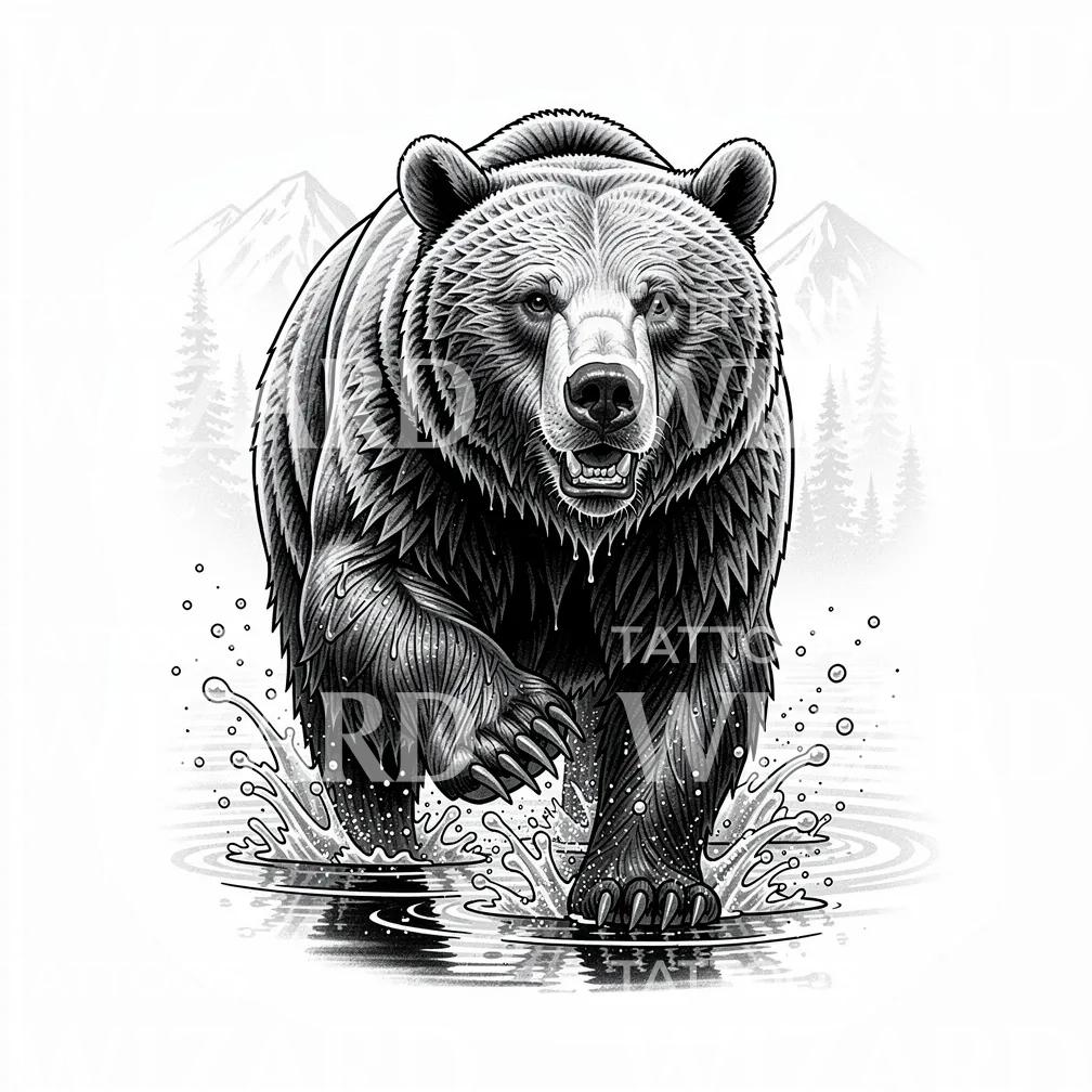 Grizzly River Charge Tattoo Design