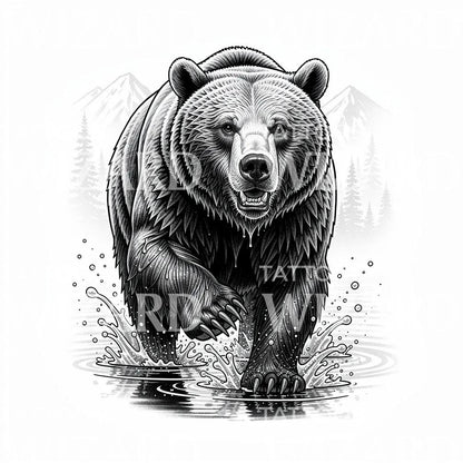 Grizzly River Charge Tattoo Design