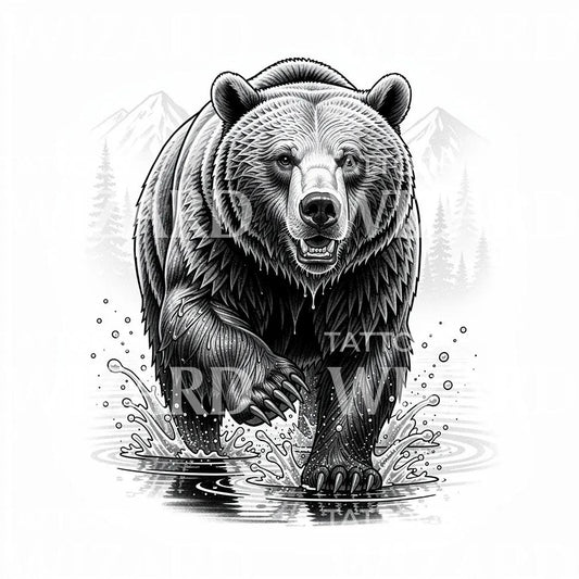 Grizzly River Charge Tattoo Design
