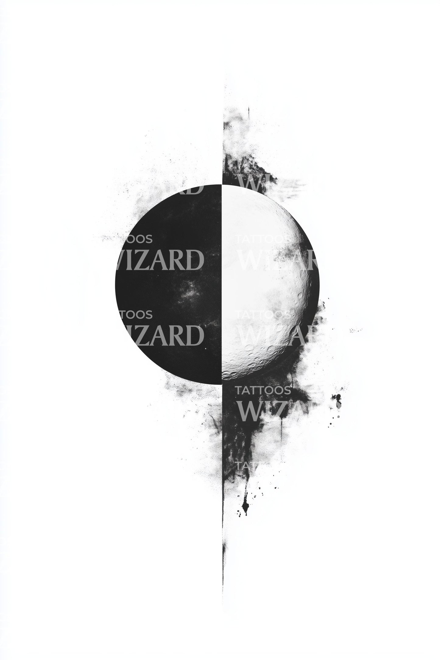 Grunge Half Moon Tattoo Design