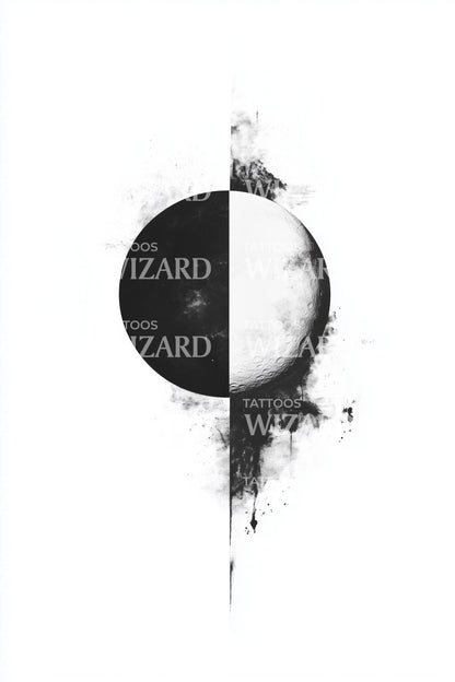 Grunge Half Moon Tattoo Design