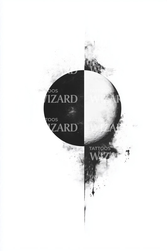 Grunge Half Moon Tattoo Design