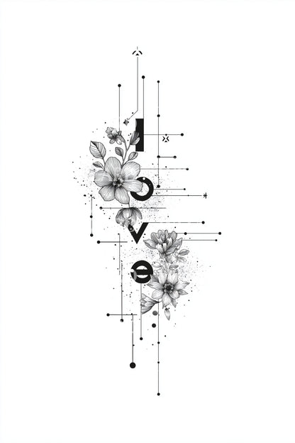 Desain Tato Tumpukan Cinta Grunge