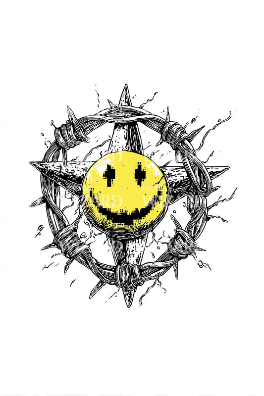 Grunge Smiley Sigil Tattoo Design