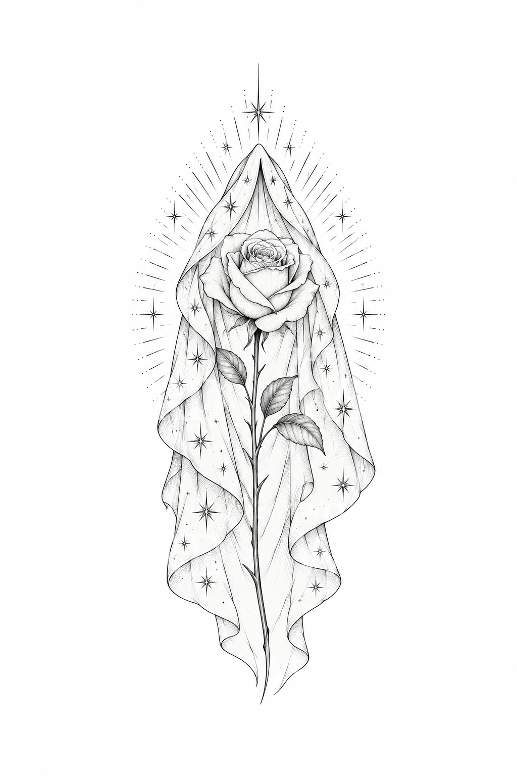Guadalupe Star Mantle and Rose Tattoo Idea