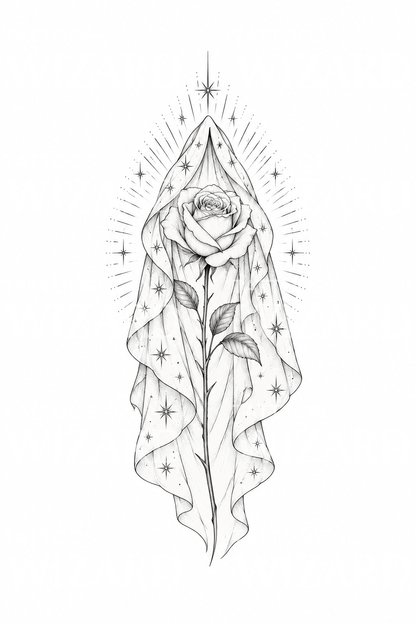 Guadalupe Star Mantle and Rose Tattoo Idea