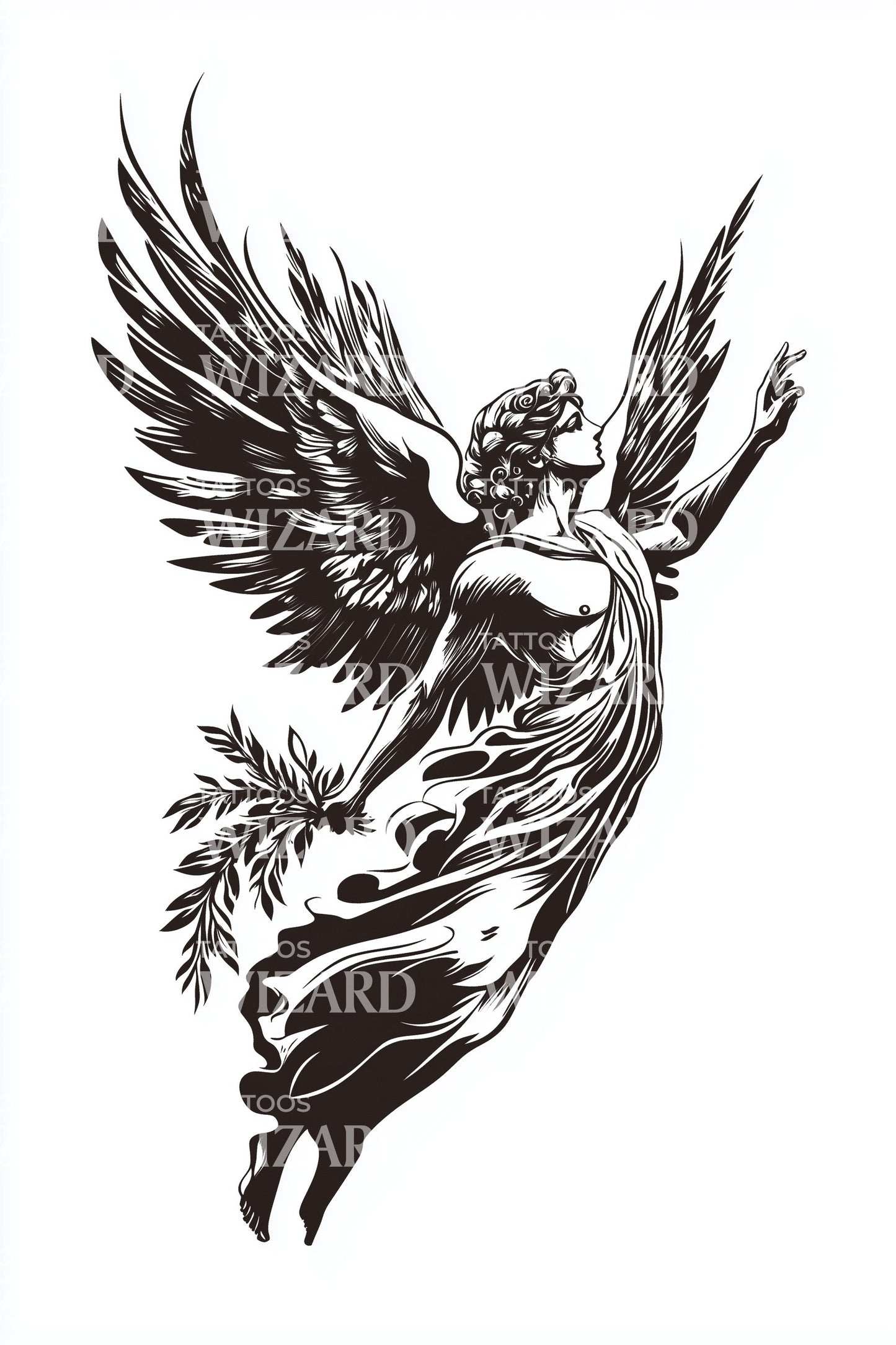 Guardian Angel Flight Tattoo Design