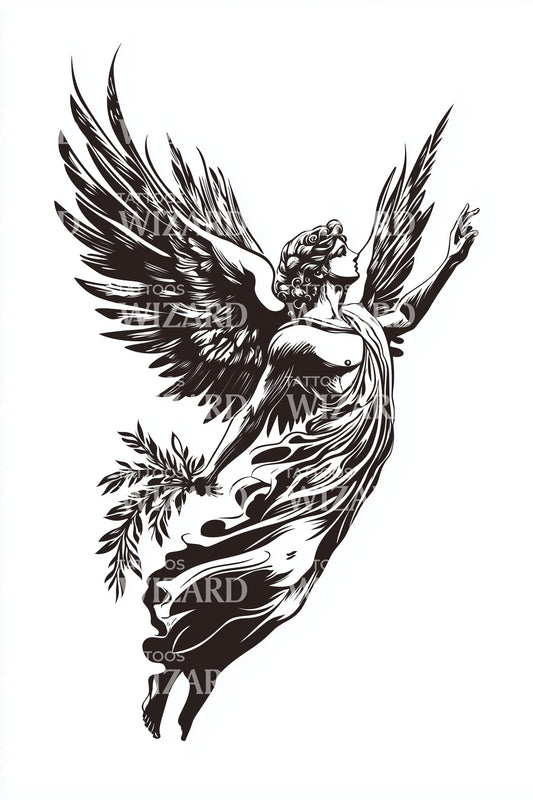 Guardian Angel Flight Tattoo Design