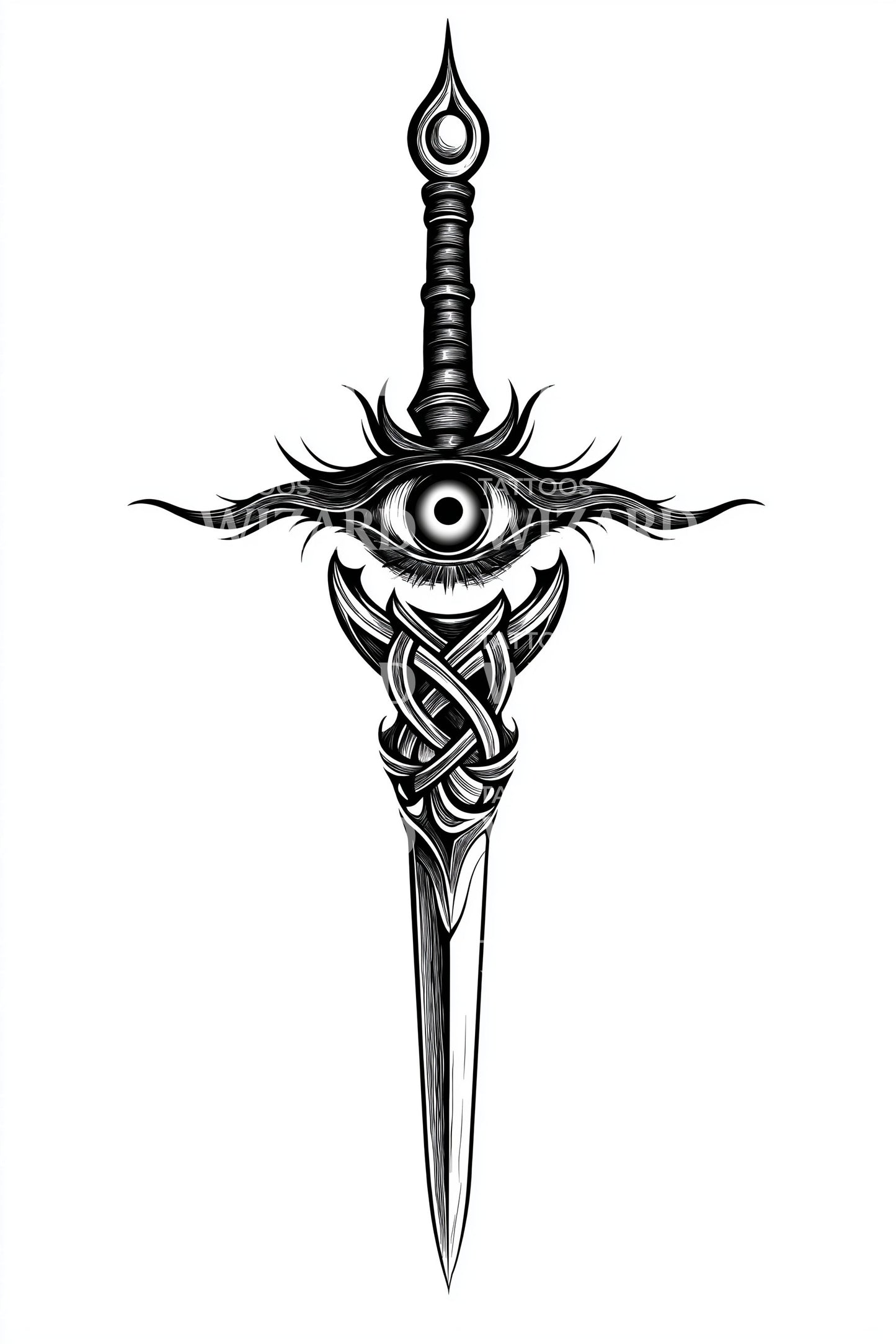 Guardian Dagger Eye Tattoo Design