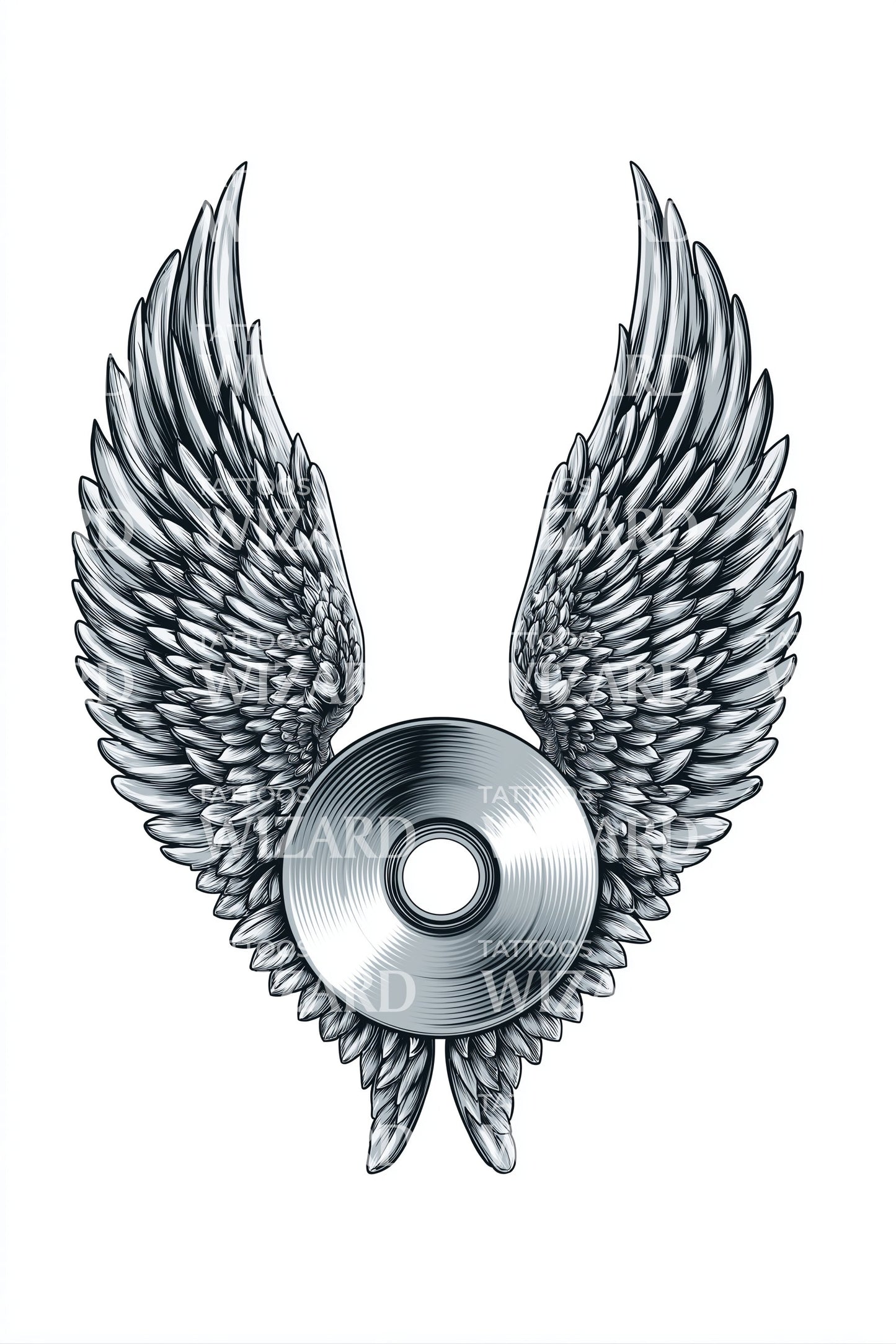Guardian Wings Halo Tattoo Design