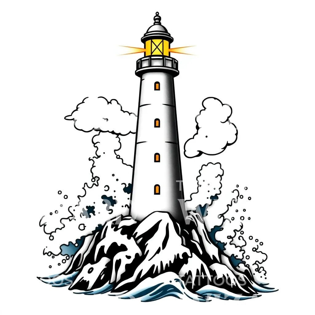 Guiding Light Lighthouse Tattoo Design