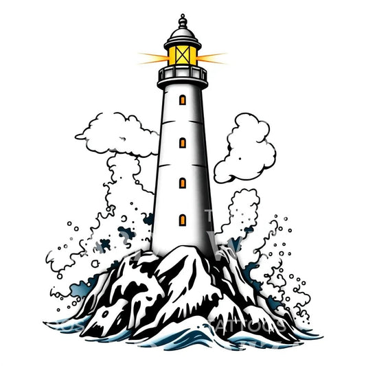 Guiding Light Lighthouse Tattoo Design