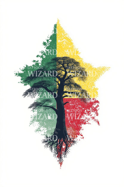 Guinea-Bissau Erbe Baum Tattoo Illustration