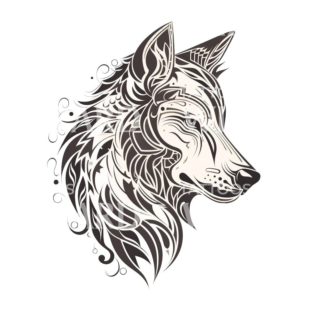 Ornamental Wolf Tattoo Design