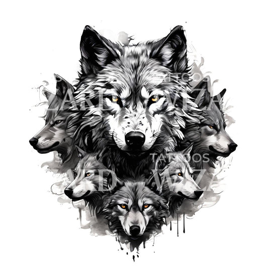 Wolf Pack Tattoo Design
