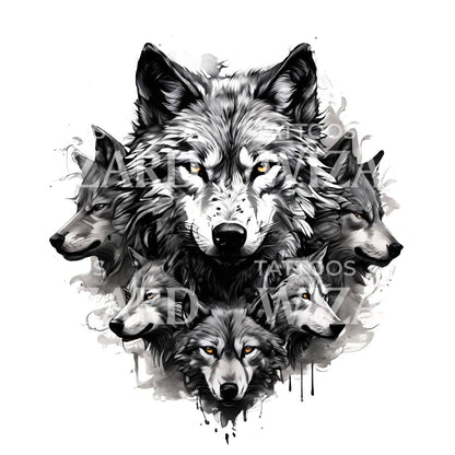 Wolf Pack Tattoo Design