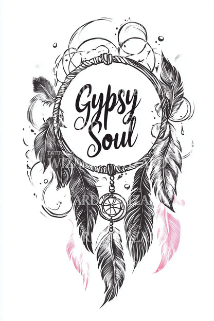 Gypsy Soul Boho Feathers Tattoo Design
