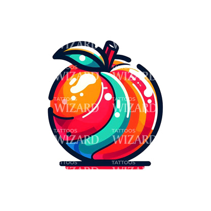 Colorful Peach Tattoo Design