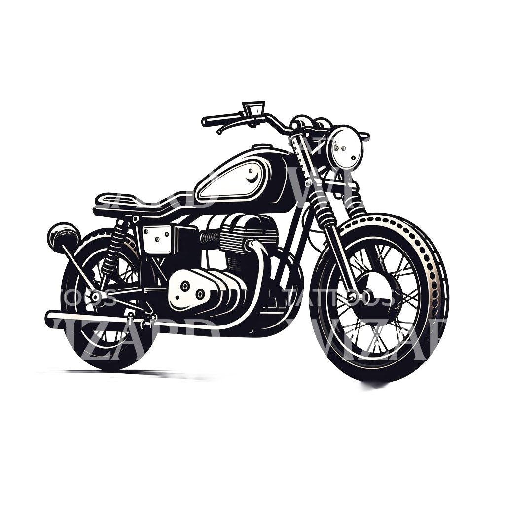 Vintage Motorrad Tattoo Design