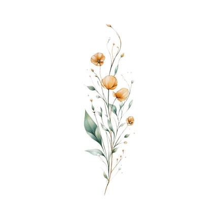 Delicate Yellow Poppy Flowers Tattoo Design